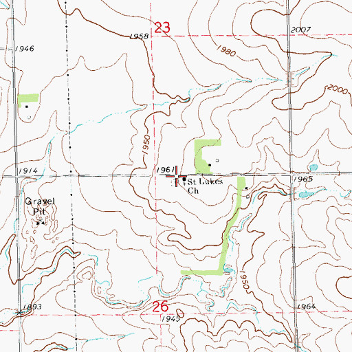 Topographic Map of Saint Lukes Evangelical Lutheran Church (historical), SD