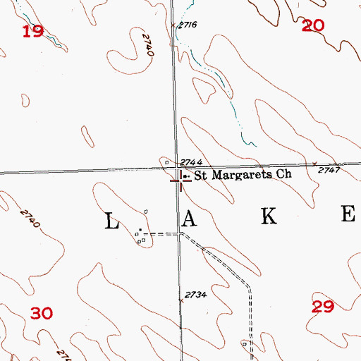 Topographic Map of Saint Margarets Church, SD