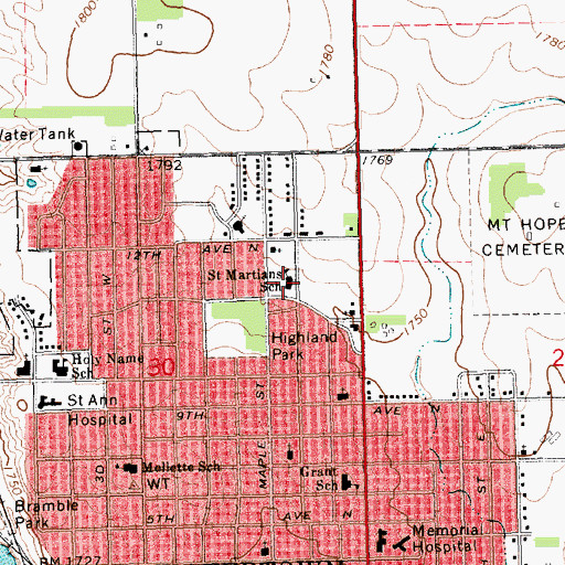 Topographic Map of Saint Martins Elementary School, SD