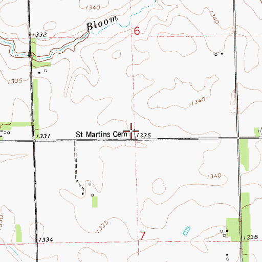 Topographic Map of Saint Martins Lutheran Cemetery, SD