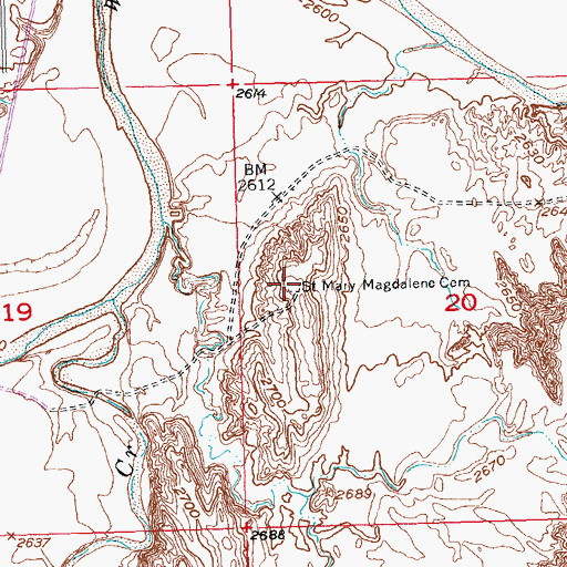 Topographic Map of Saint Mary Magdalene Cemetery, SD