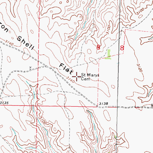 Topographic Map of Saint Mary's Cemetery, SD