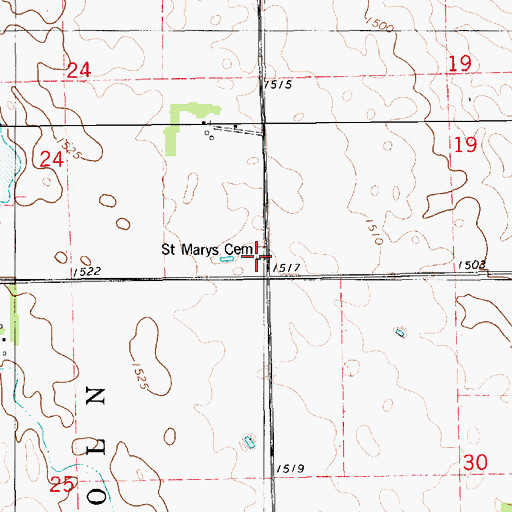 Topographic Map of Saint Marys Cemetery, SD