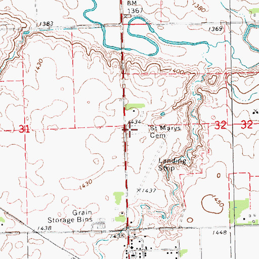 Topographic Map of Saint Mary's Catholic Cemetery, SD
