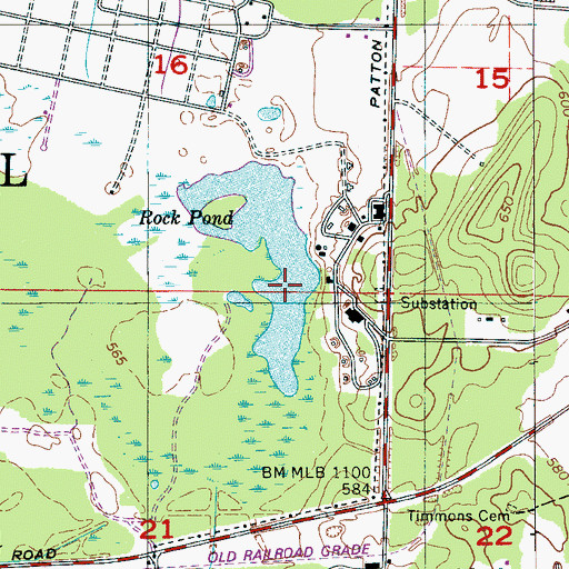 Topographic Map of Rock Pond, AL