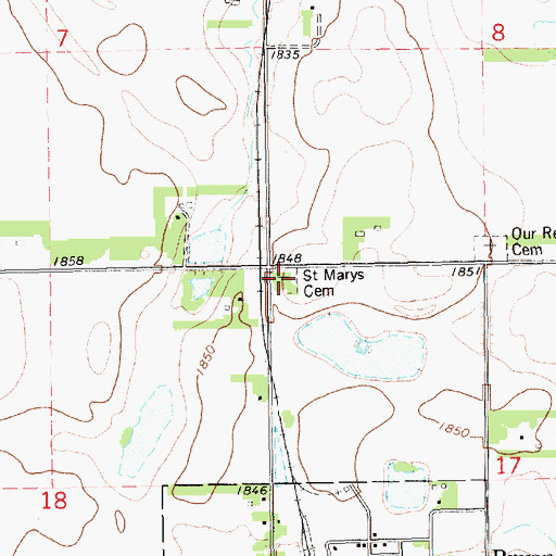 Topographic Map of Saint Marys Cemetery, SD