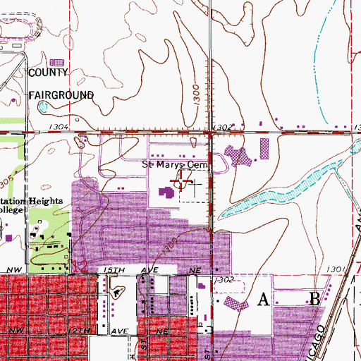Topographic Map of Saint Marys Cemetery, SD