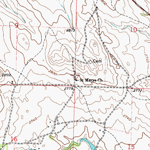 Topographic Map of Saint Marys Church, SD