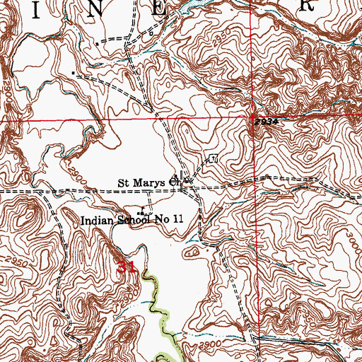 Topographic Map of Saint Marys Church, SD