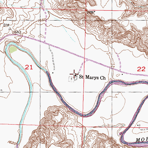 Topographic Map of Saint Marys Church, SD