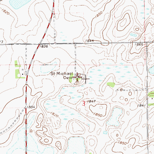 Topographic Map of Saint Michael's Cemetery, SD