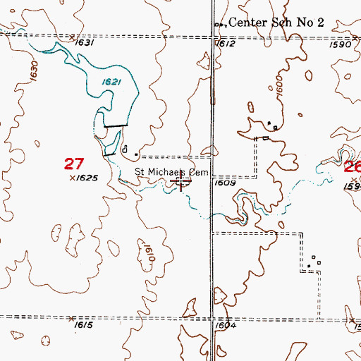 Topographic Map of Saint Michaels Cemetery, SD