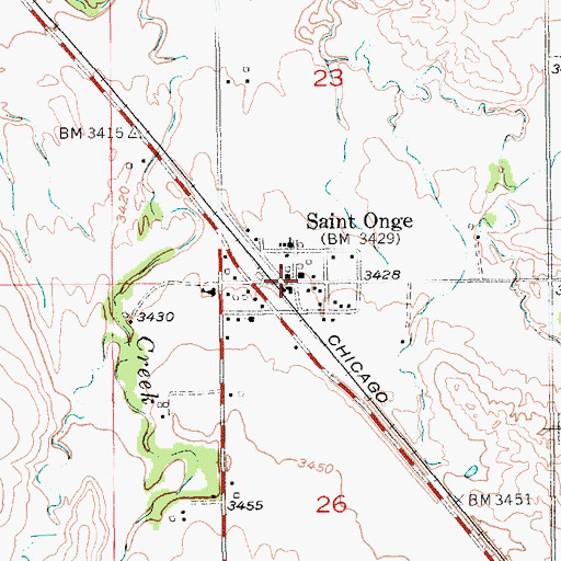 Topographic Map of Saint Onge, SD