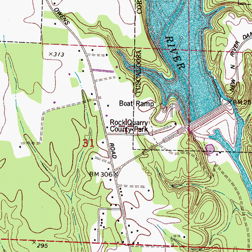 Topographic Map of Rock Quarry County Park, AL