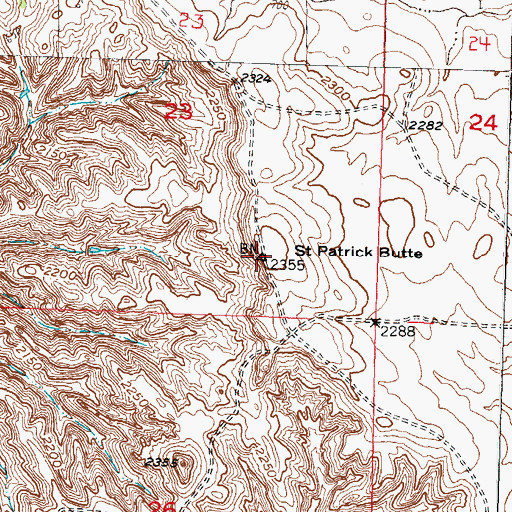 Topographic Map of Saint Patrick Butte, SD