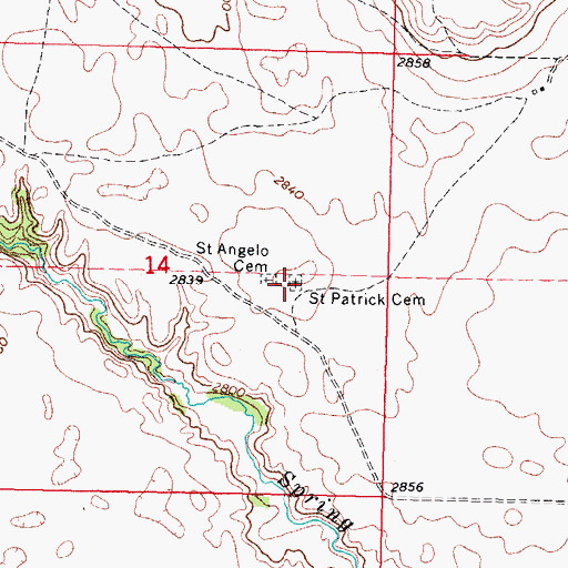 Topographic Map of Saint Patrick Cemetery, SD