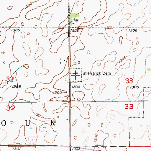 Topographic Map of Saint Patrick Cemetery, SD