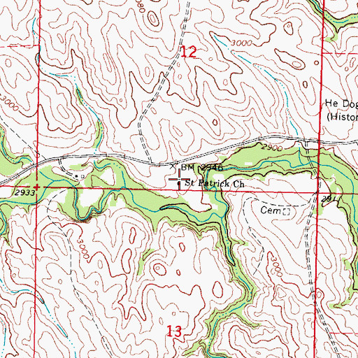 Topographic Map of Saint Patrick Church, SD