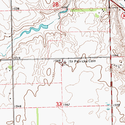 Topographic Map of Saint Patrick's Catholic Cemetery, SD