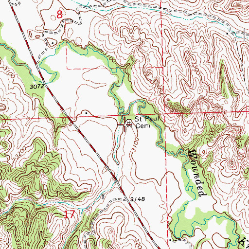 Topographic Map of Saint Paul Cemetery, SD