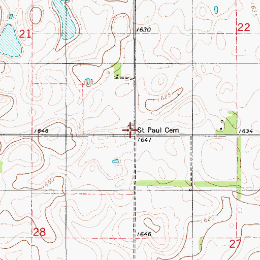 Topographic Map of Saint Paul Lutheran Cemetery, SD