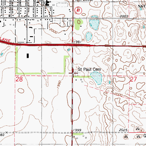 Topographic Map of Saint Paul Evangelical Lutheran Church Cemetery, SD
