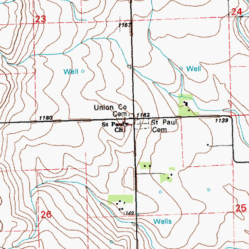Topographic Map of Saint Paul Church, SD