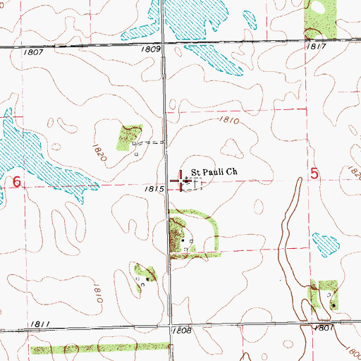 Topographic Map of Saint Pauli Church, SD