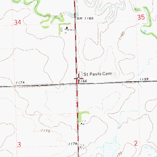 Topographic Map of Saint Pauls Cemetery, SD