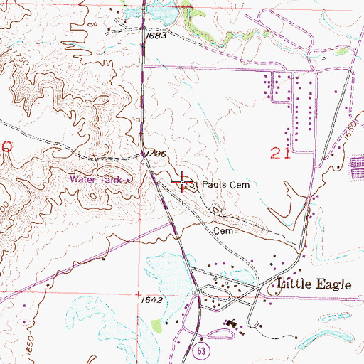 Topographic Map of Saint Pauls Cemetery, SD