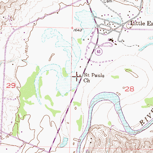 Topographic Map of Saint Pauls Church, SD