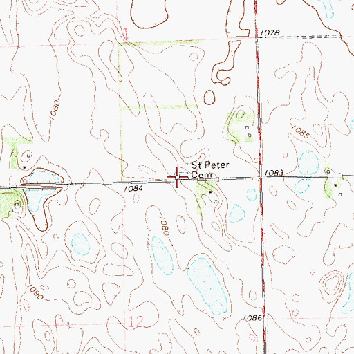 Topographic Map of Saint Peter Cemetery, SD