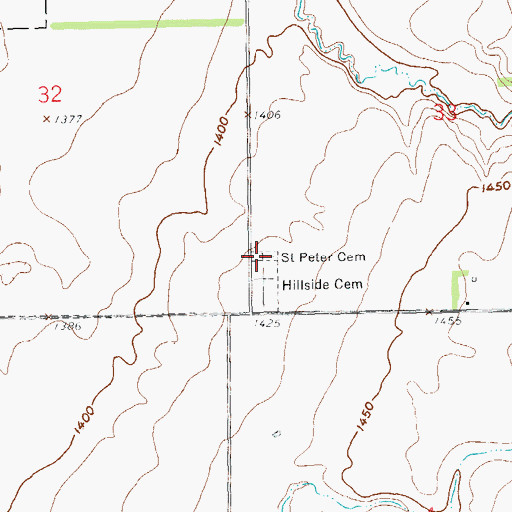 Topographic Map of Saint Peter Cemetery, SD