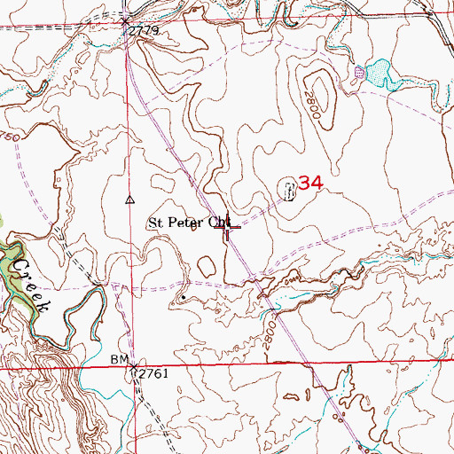 Topographic Map of Saint Peter Church, SD