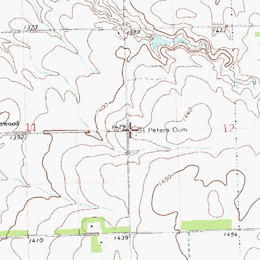 Topographic Map of Saint Peters Cemetery, SD