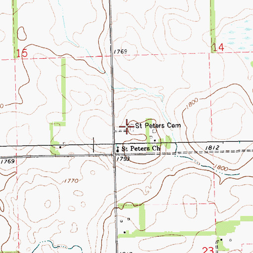 Topographic Map of Saint Peter's German Lutheran Church Cemetery, SD
