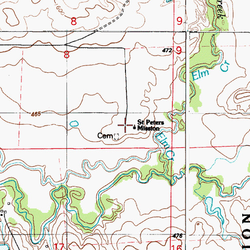 Topographic Map of Saint Peters Mission, SD