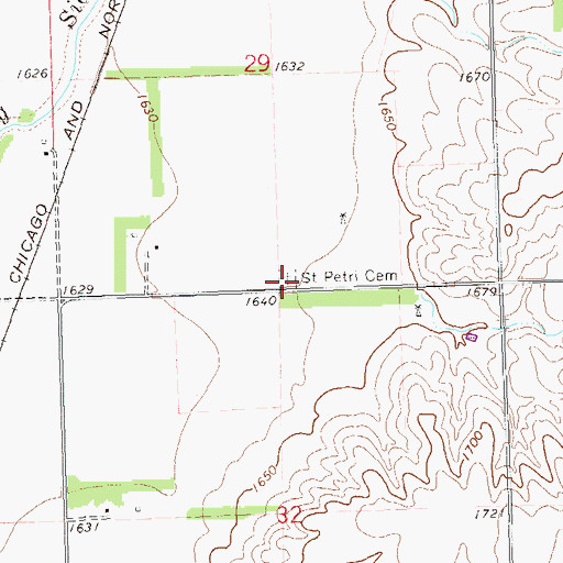 Topographic Map of Saint Petri Cemetery, SD