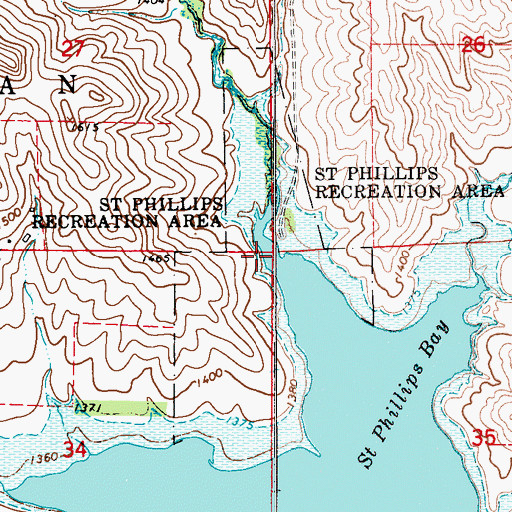 Topographic Map of Saint Phillips Recreation Area, SD