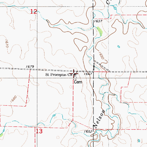 Topographic Map of Saint Procopius Church, SD