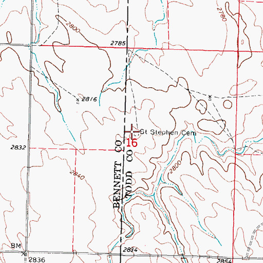 Topographic Map of Saint Stephen Cemetery, SD