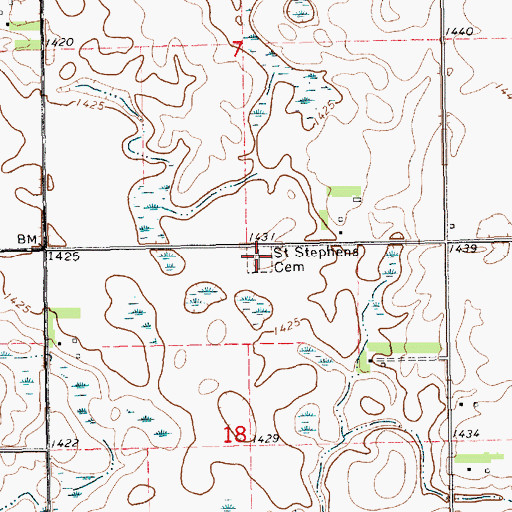 Topographic Map of Saint Stephen's Cemetery, SD