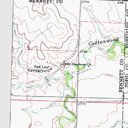 Topographic Map of Saint Stephens Church, SD