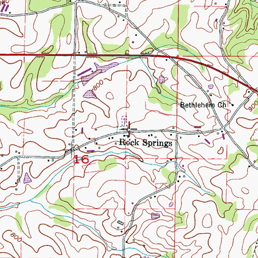 Topographic Map of Rock Springs, AL