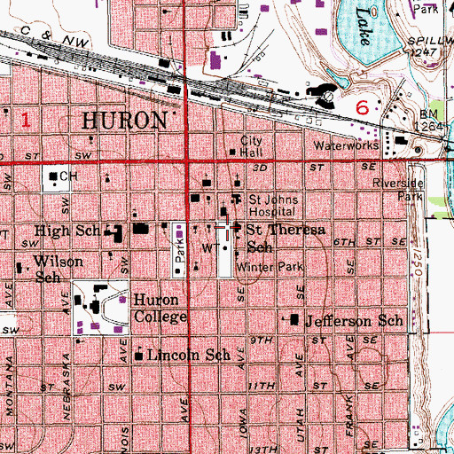 Topographic Map of Saint Theresa School, SD