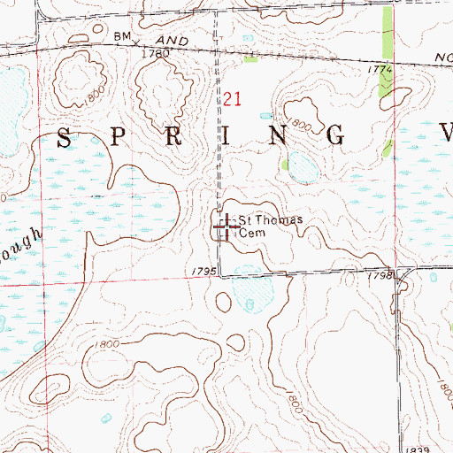 Topographic Map of Saint Thomas Cemetery, SD
