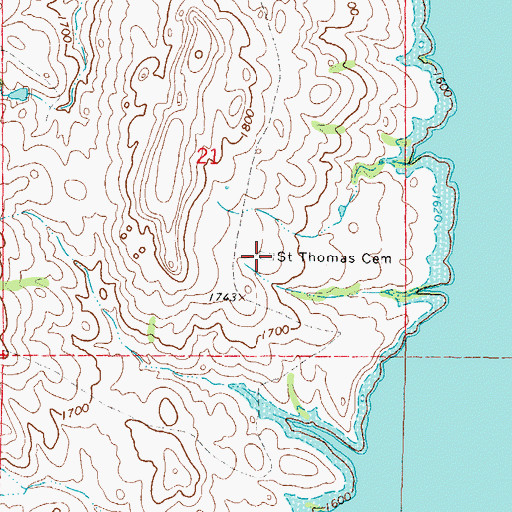Topographic Map of Saint Thomas Cemetery, SD
