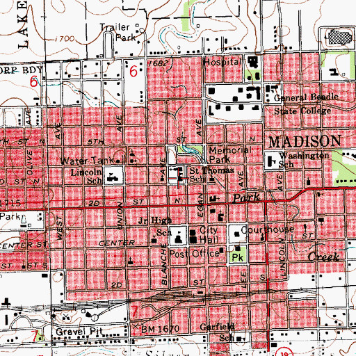 Topographic Map of Saint Thomas School, SD