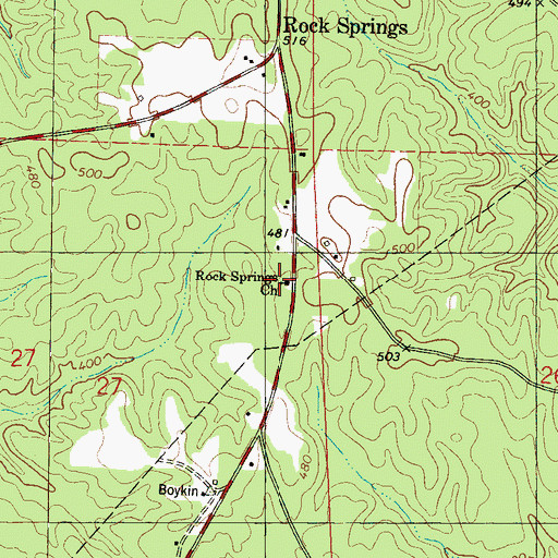 Topographic Map of Rock Springs Church, AL