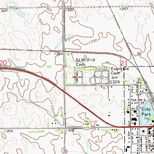 Topographic Map of Saint Wilfrid Cemetery, SD